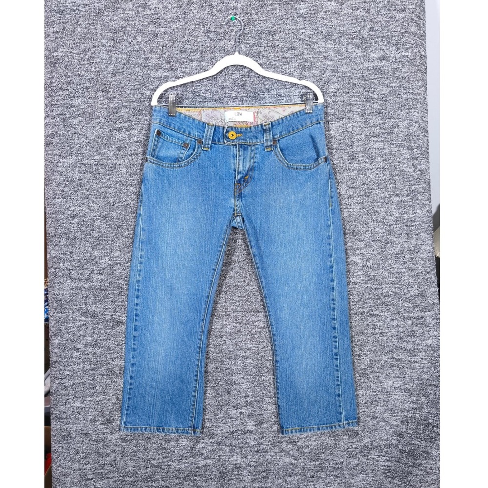 Levis 542 Low Rise Capri Jeans Medium Wash Y2K Flap Pocket Denim Blue Size 10
